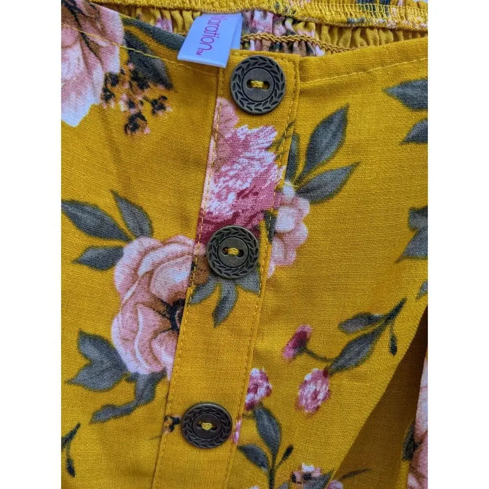 Xhilaration Juniors Crop Top Cottagecore Off or On The Shoulder Boho Floral Sz S